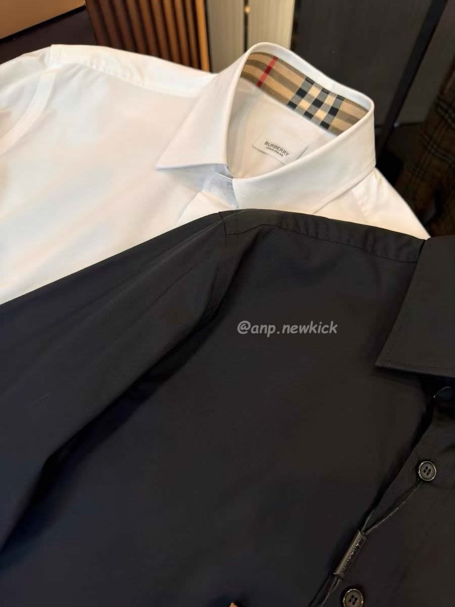 Burberry Slim Fit Monogram Motif Stretch Cotton Poplin Shirt Black White Fw21 80323081 (7) - www.newkick.vip
